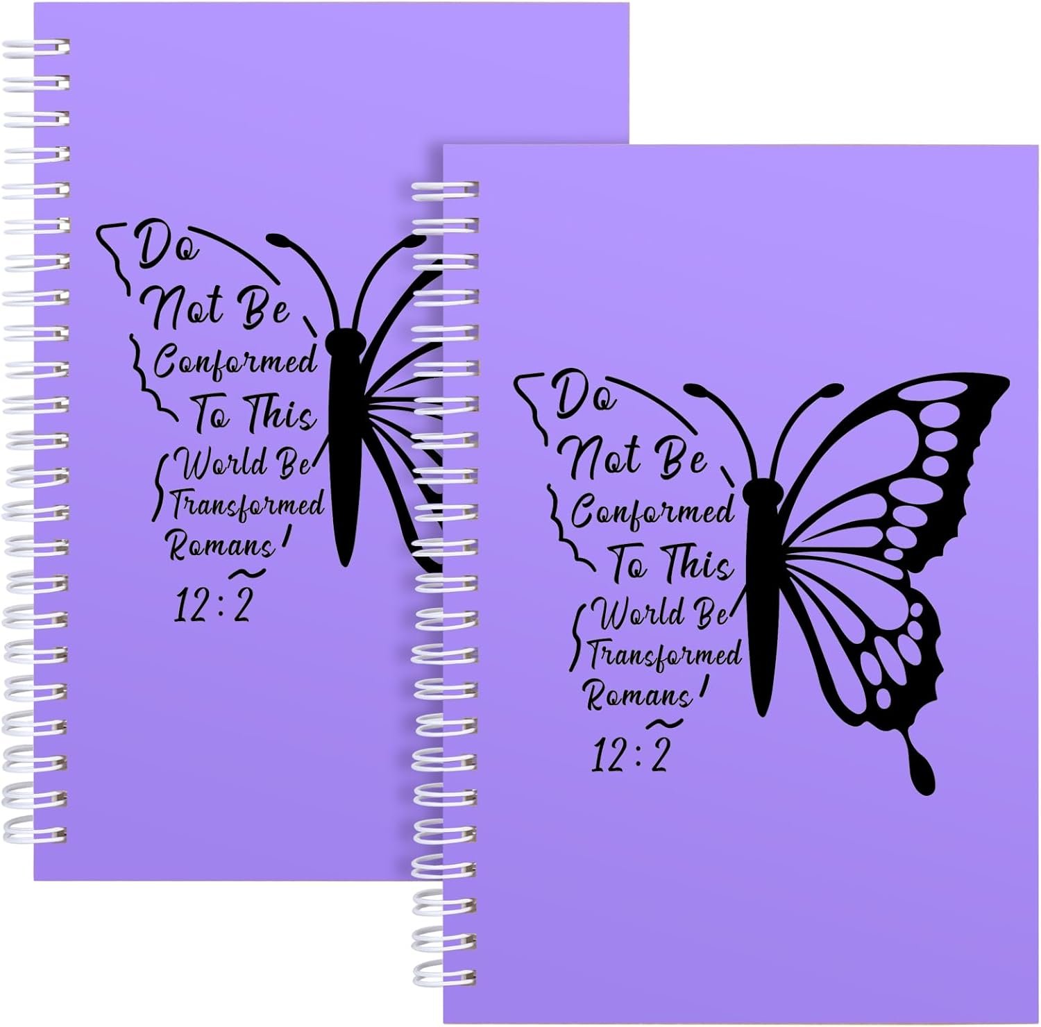 2 Pcs Christian Spiral Notebook Prayer Journal,Christian Gifts for Women,Bible Verse Notebook,Journal for Women Men,Religious Faith Inspirational Gifts Catholic Gifts (2Pcs-Butterfly Purple)
