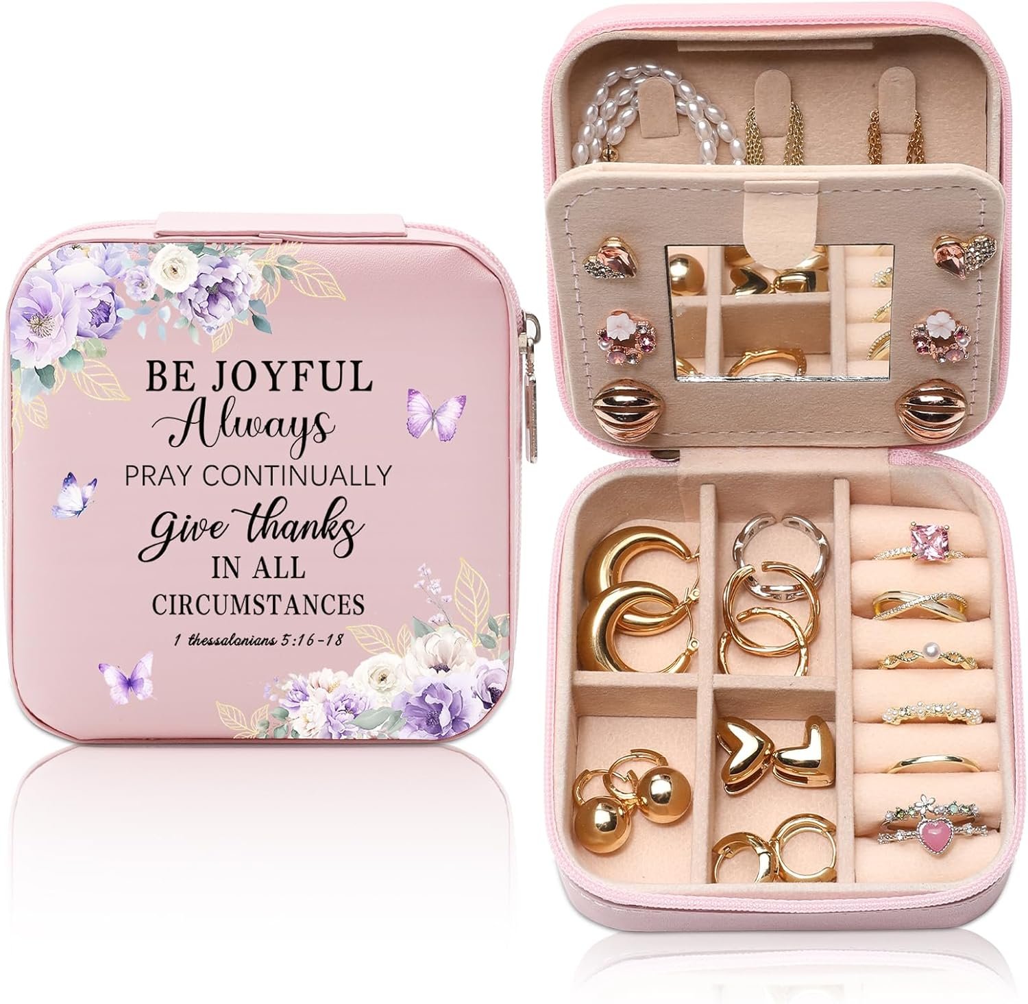 GAOLZIUY Christian Jewelry Box Gifts for Women, Spiritual Religious Gifts for Women Faith, Prayer Bible Verse Gratitude Travel Jewelry Case for Female Friend, Bestie, Sister