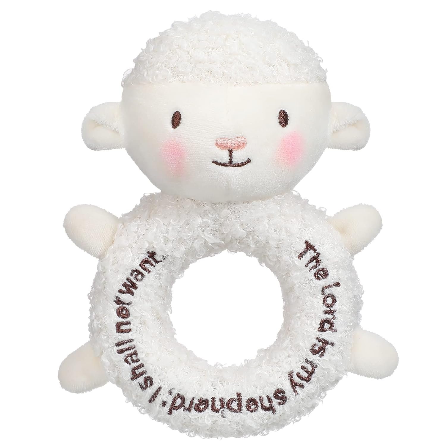 Karenhi Stuffed Animal Little Stuffed Animal Praying Baptism Soft Plush Snuggle God’s Toy with Embroidered Religious Gift for Boys Girl Baby Showers Mom’s Nursery Decor Doll Toy(Lamb,White)