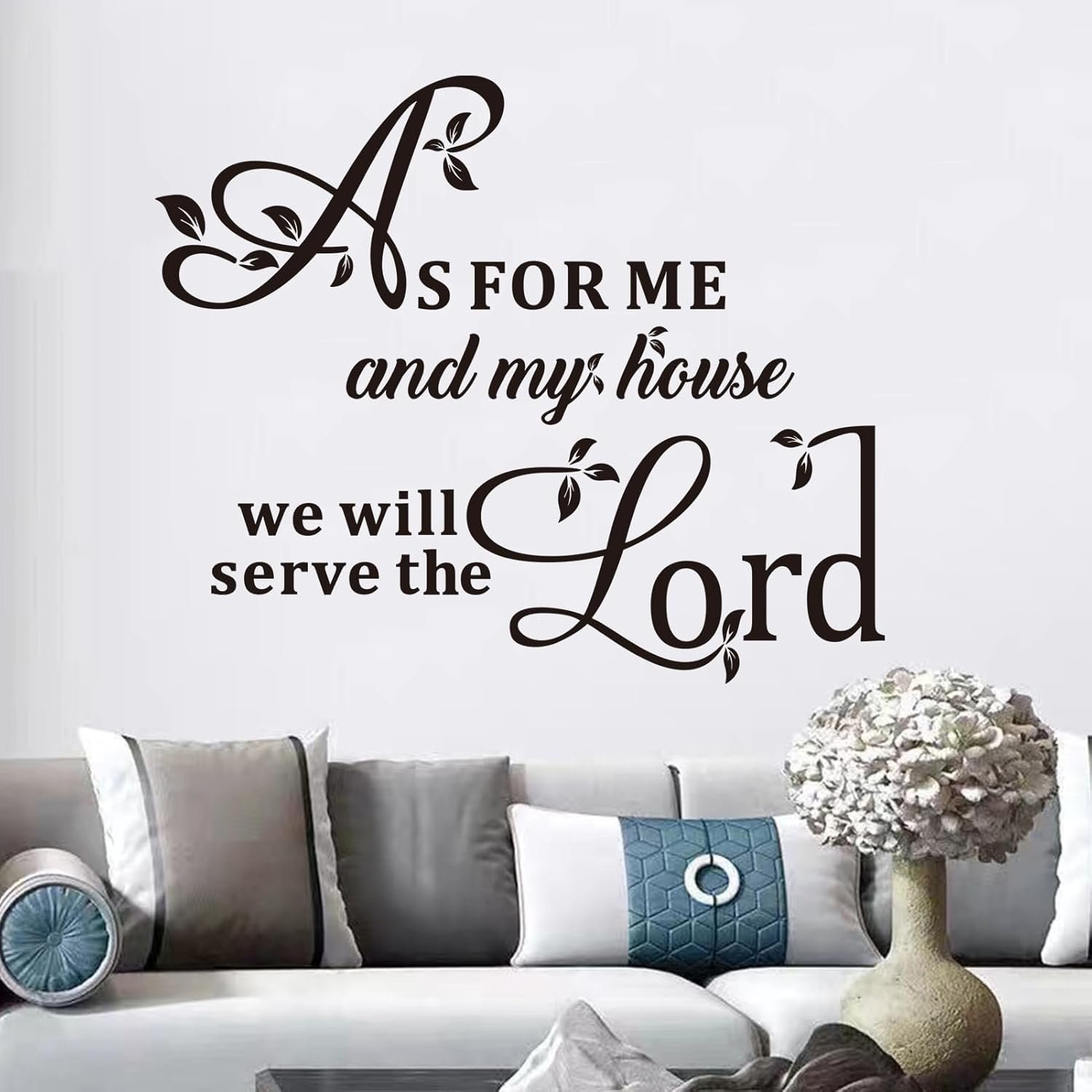 Bible Verse Wall Stickers for Bedroom: Christian Quotes Inspirational Positive Vinyl Art Wall Decals for Living Room Wall Decor – As for Me and My House 18″ X 15″