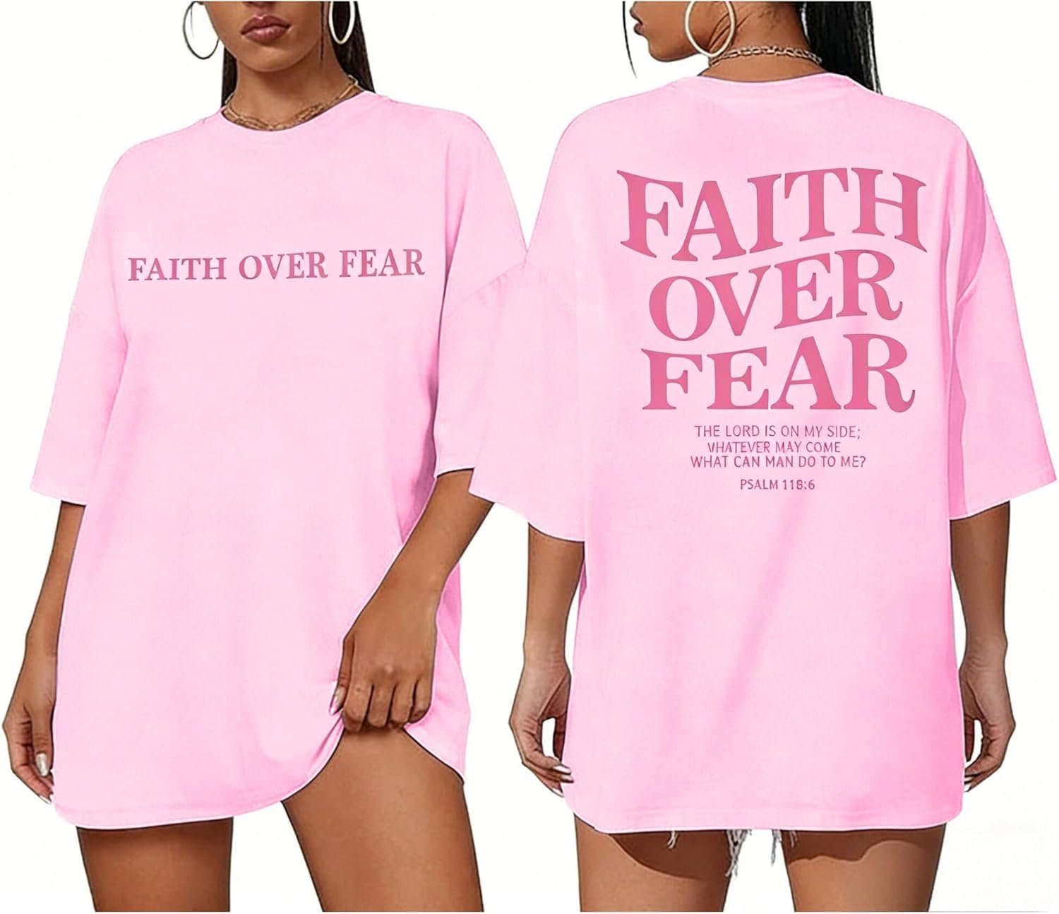 Faith Over Fear Shirt for Women Graphic Shirts Oversized Graphic Christian Tshirts Tees Tops