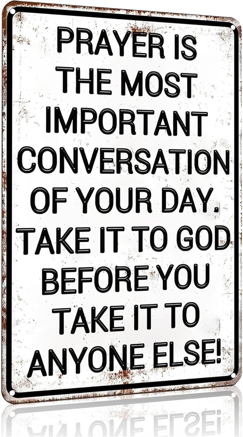 Smilelife Christian Gifts for Men Women Prayer Is The Most Important Conversation of Your Day Vintage Tin Sign Religious Metal Wall Art for Home Church Prayer Room Office Chapel Decor 8×12 Inch(3167)