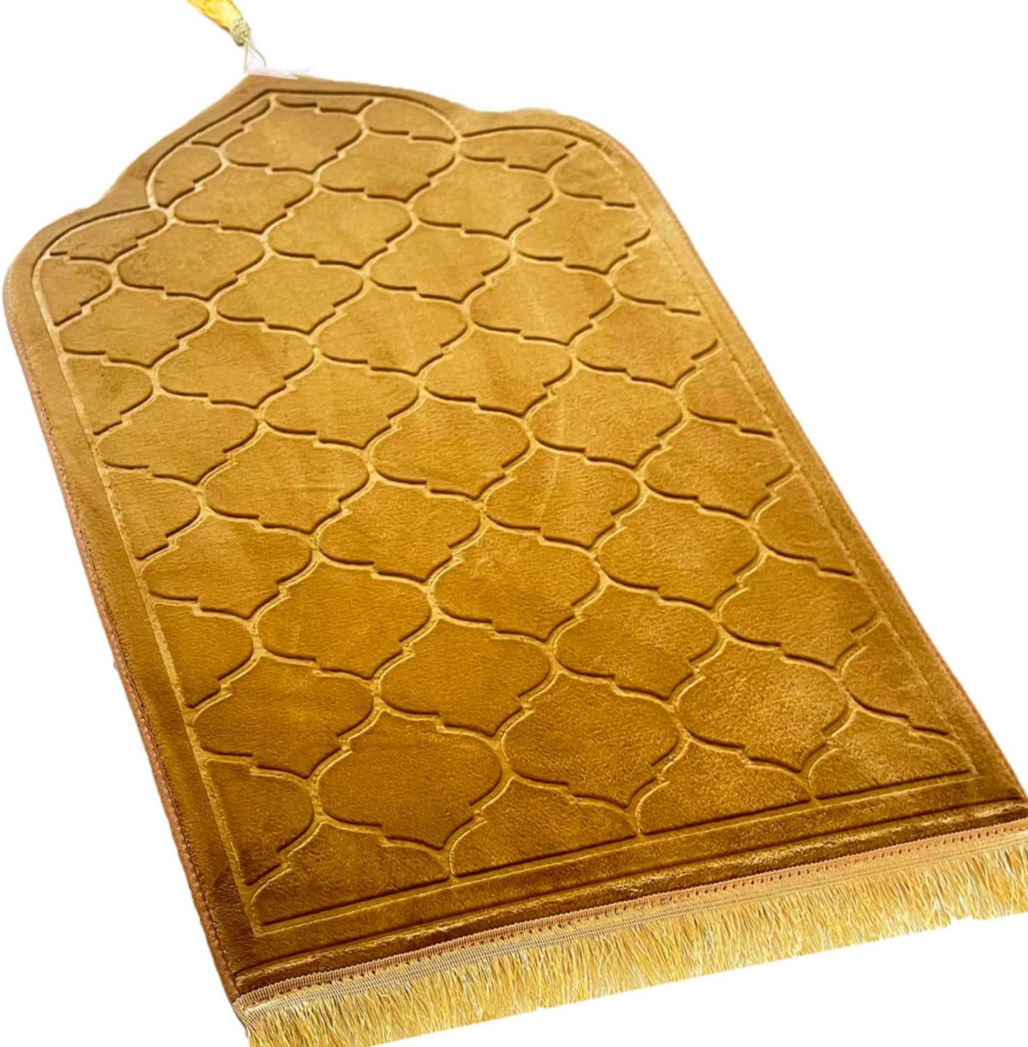 JE JOUE Prayer Rug Muslim Mat Islamic – Thickening Sponge Muslim Rug for Men Women Eid Travel Ramadan, Soft Luxury Great for Knees and Forehead （Champagne）
