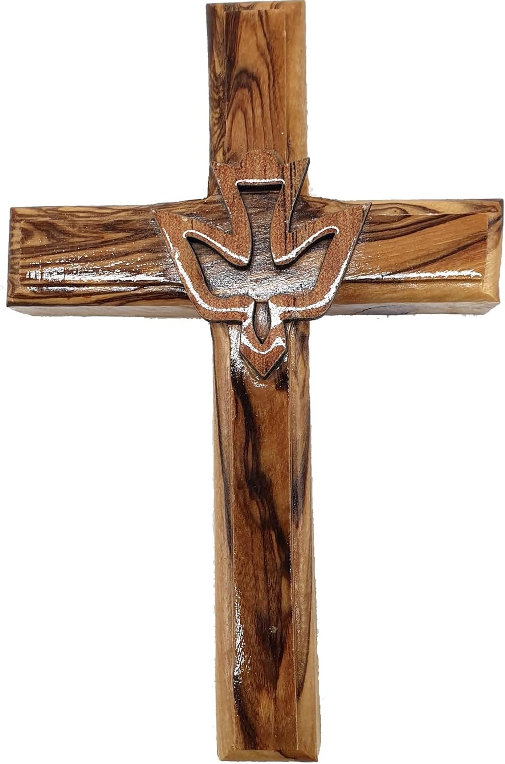 Zuluf 4.7″ Olive Wood Dove Cross Wall Hanging Holy Spirit Christian Religious Gift Holy Land Decor CRS021