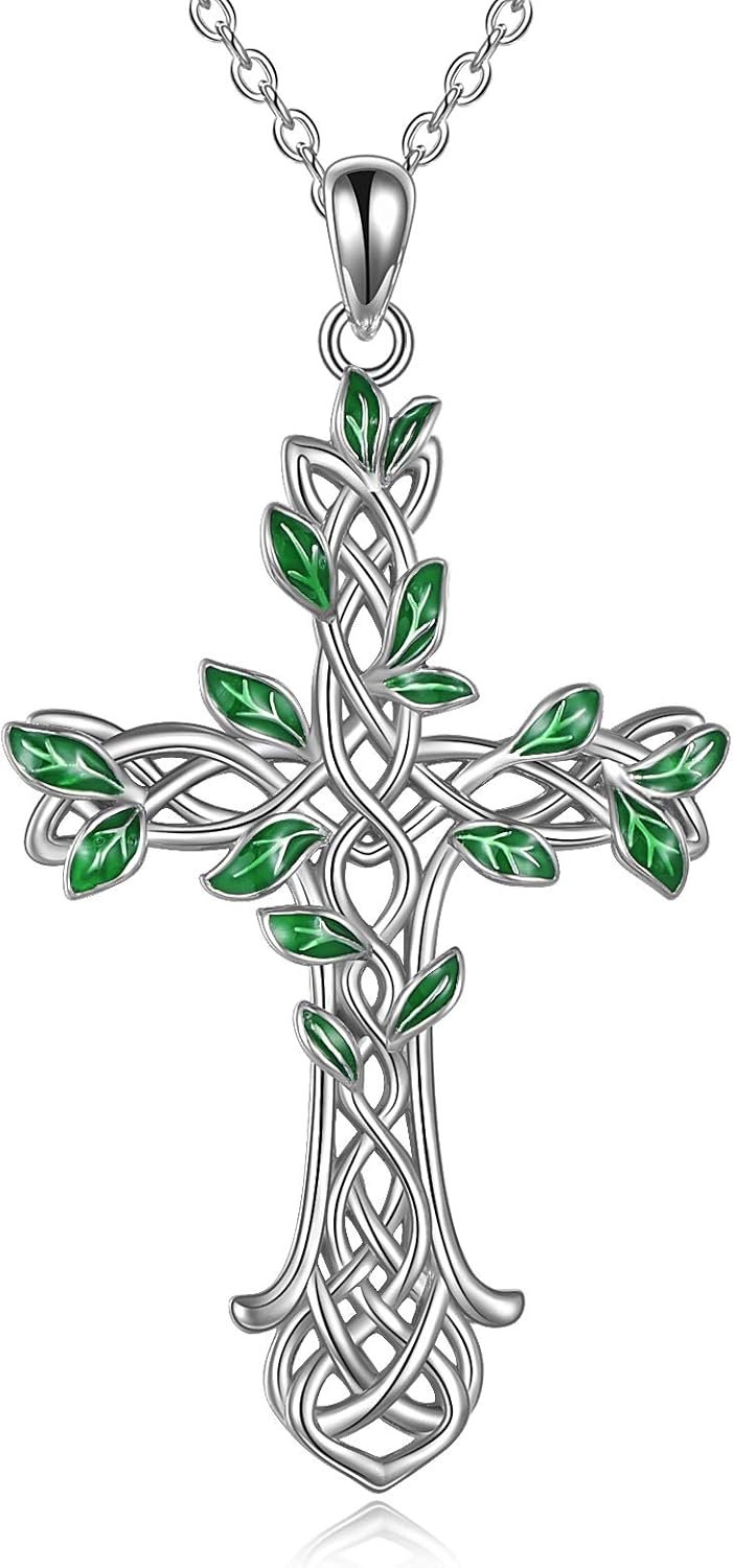 ONEFINITY Religious Cross Pendant Necklace Sterling Silver Origami Cross Pendant Gifts for Women Men Jewelry