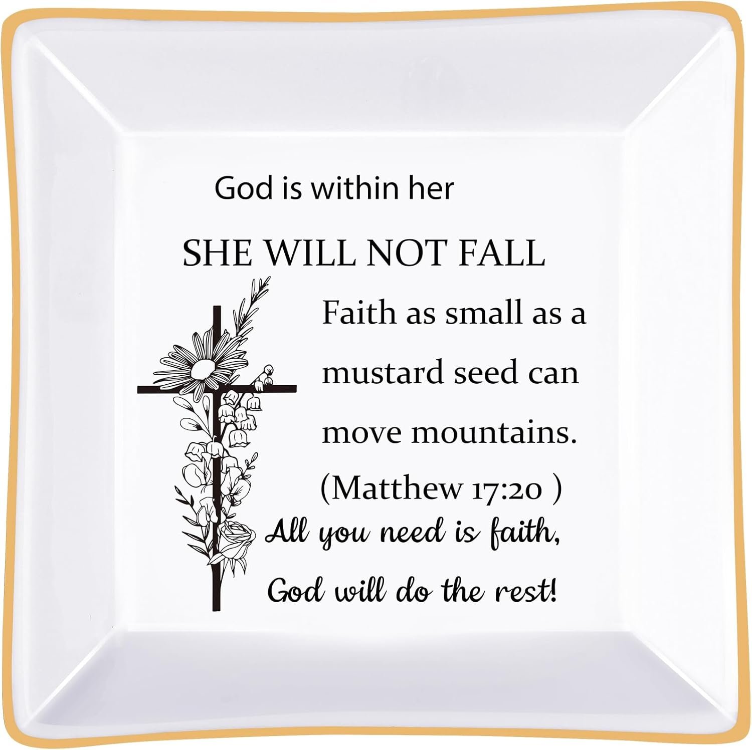 PUDDING CABIN Christian Gifts for Women, Christian Christian Bible Verse Jewelry Dish, Birthday Gifts for Women, Inspirational, Religious Gifts for Sister, Friend, Daughter, Mom
