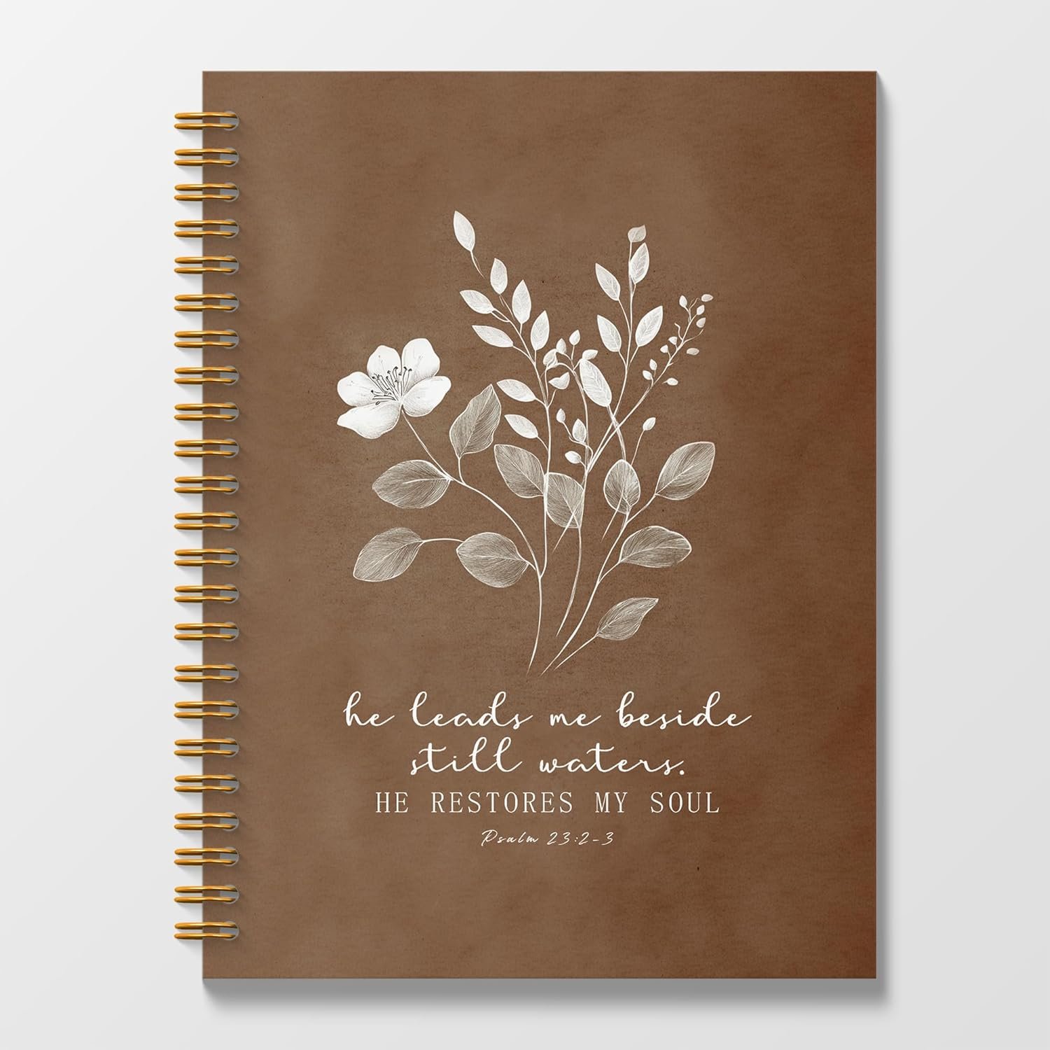 Poecinvi Vintage Boho Floral Christian Notebook Journals for Women, Inspirational PSALM 23 Bible Journal, Prayer Journal for Woman, Faith Based Gifts, He Restores My Soul Spiral Notebook 5.5×8.3 Inch