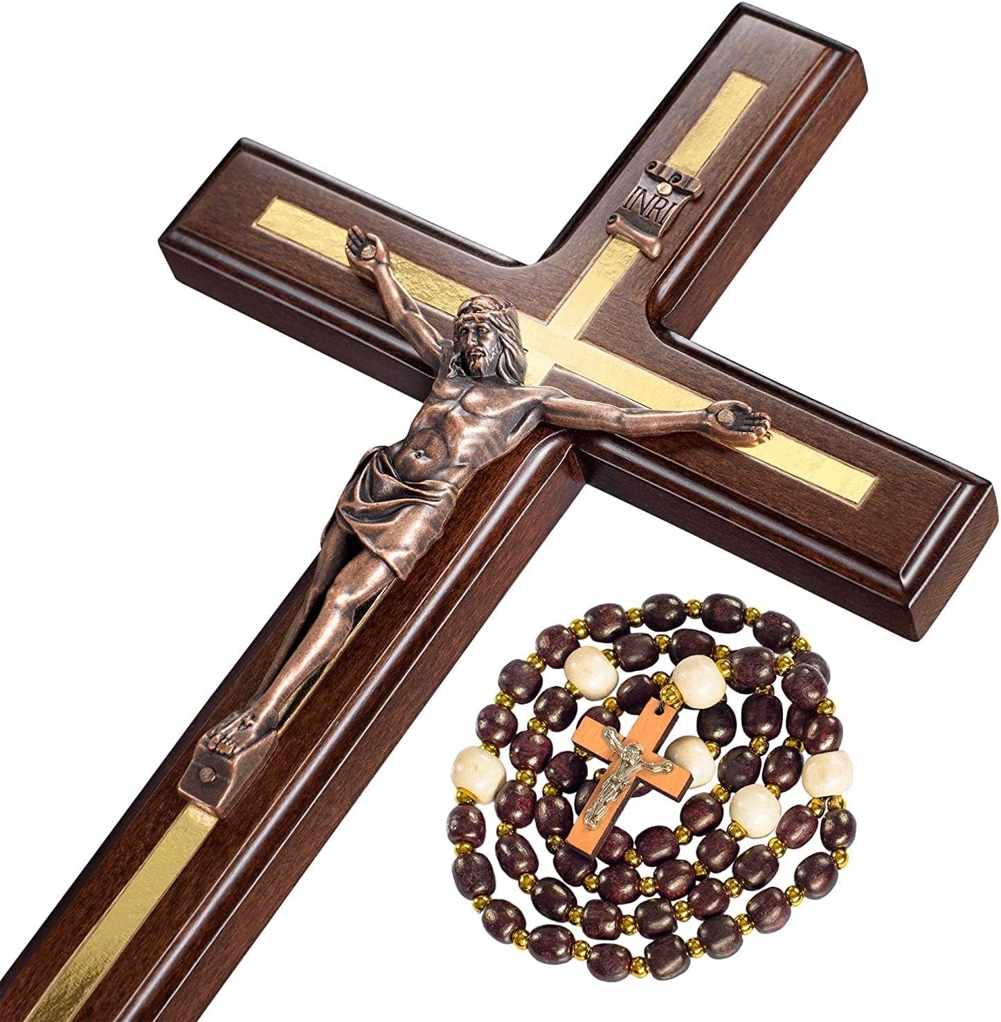 Asterom Crucifix Wall Cross – Handmade Wood Cross Wall Decor – Catholic Crucifix – 12 Inch