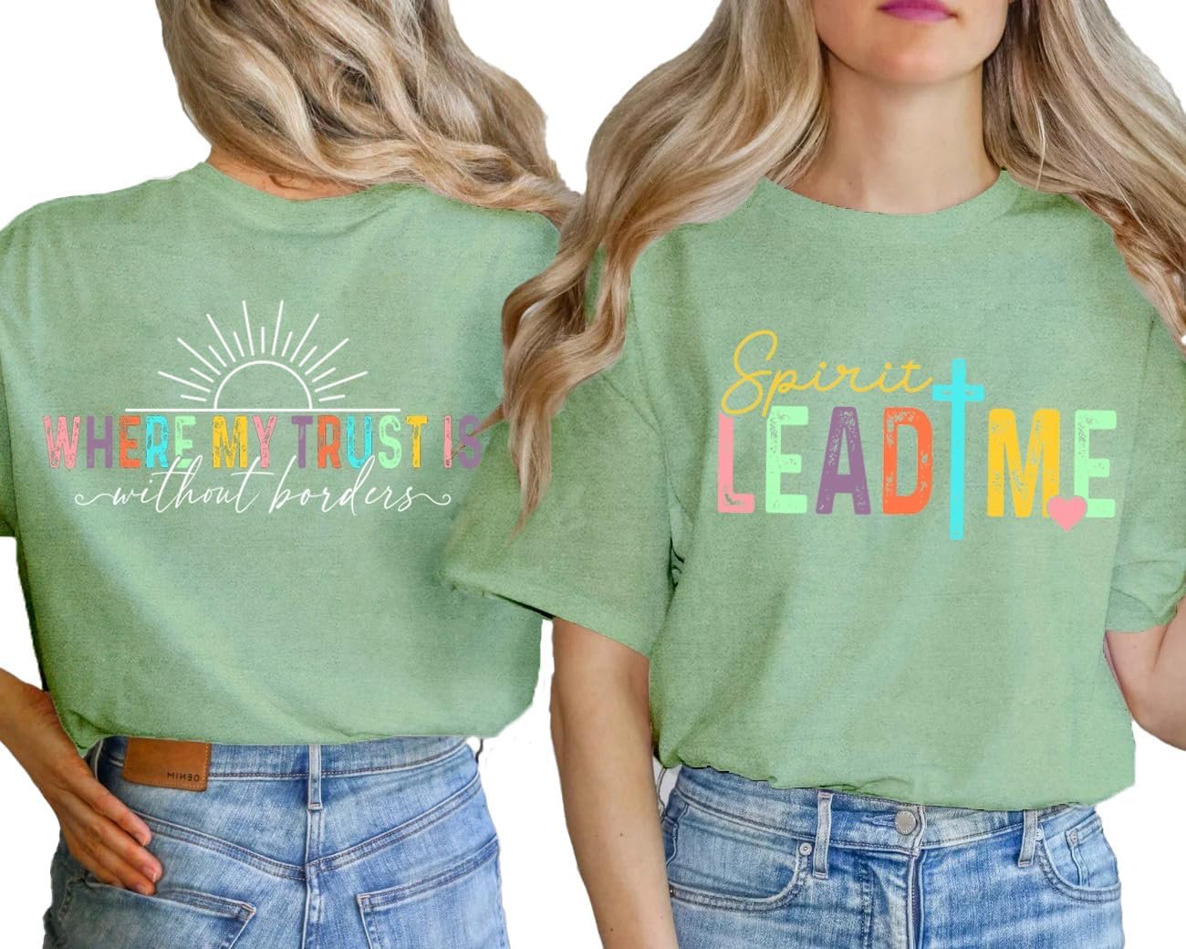 Christian Shirts for Women Jesus T-Shirt: Spirit Lead Me Where My Trust is Without Borders Tee Shirt