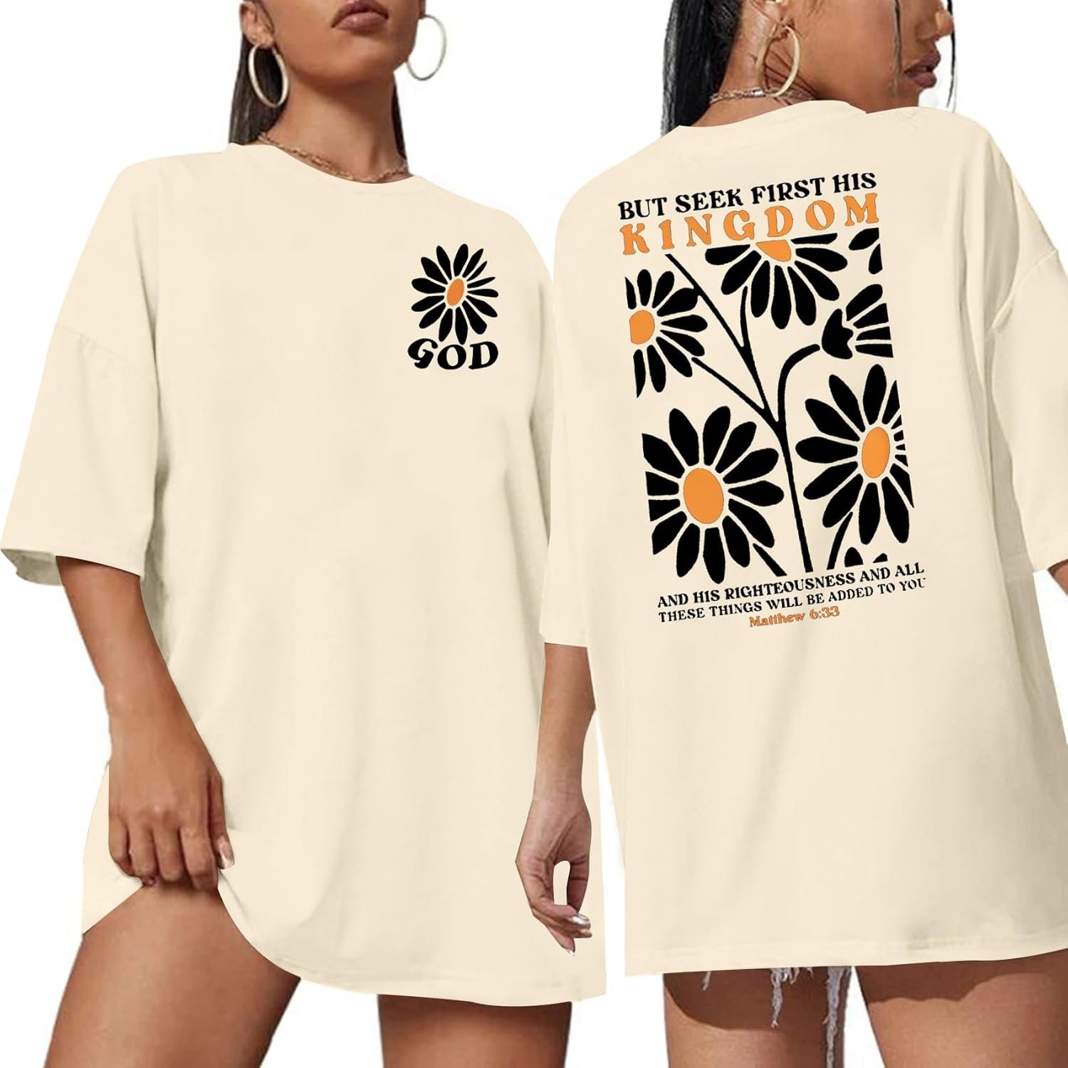 Boho Christian Oversized Shirts Women Religious Faith Shirt Bible Verse Gifts Tee God Short Sleeve Tops