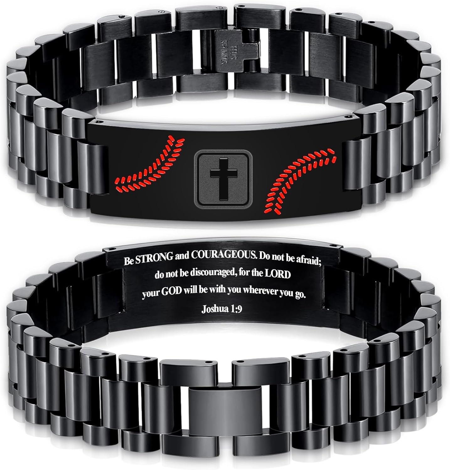 First Communion Gifts-Baseball Cross Bracelet for Boys Men,Christian Religious Confirmation Baptism Bible Adjustable Stainless Steel Jewelry for Kids