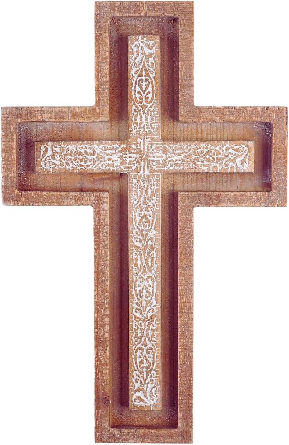 TRENDIN Wall Cross for Home Decor, Rustic Wooden Cross Wall Decor, Decorative Farmhouse Christian Religious Crucifix Art for Living Room Housewarming Gift