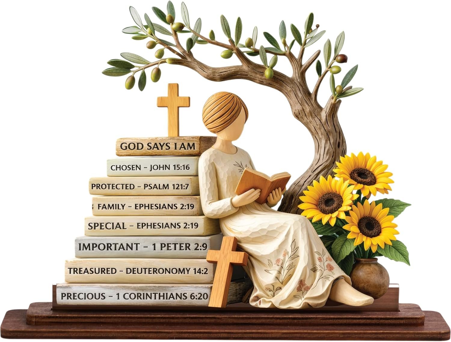 Christian Gifts for Women, Bible Verse Desk Decor, God Says I Am Decorative Sign, Inspirational Religious Tabletop Plaque for Office Desk, Home, Prayer Room, Mother’s Day for Her