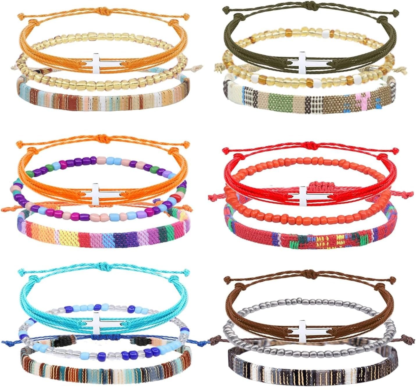Boho Surfer Beach Bracelet Ankle Adjustable Beaded Anklets, Handmade Hippie Braided Bracelets Waterproof, String Rope Ankle Bracelets for Men Women