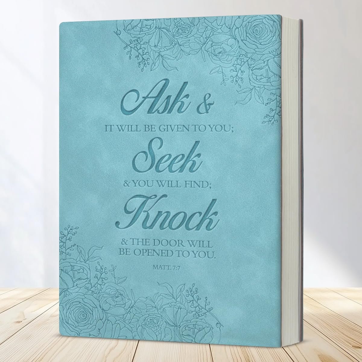 Christian Journal Notebook Bible Verse Ask Seek Knock Matthew 7:7 Scripture Religious Writing Notebook Gifts