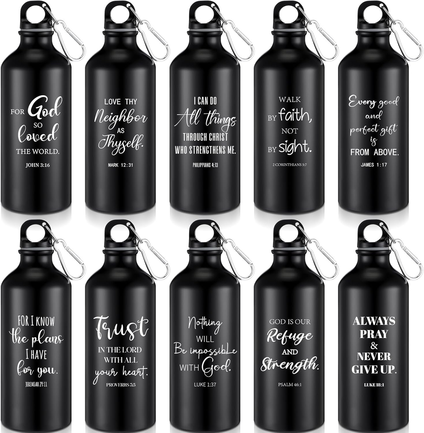 10 Pcs Inspirational Christian Gifts for Women Men, 20 oz Aluminum Water Bottle with Encouragement Scripture, Faith-Based Travel Mug Religious Confirmation Gifts Bulk Easter Church Gift