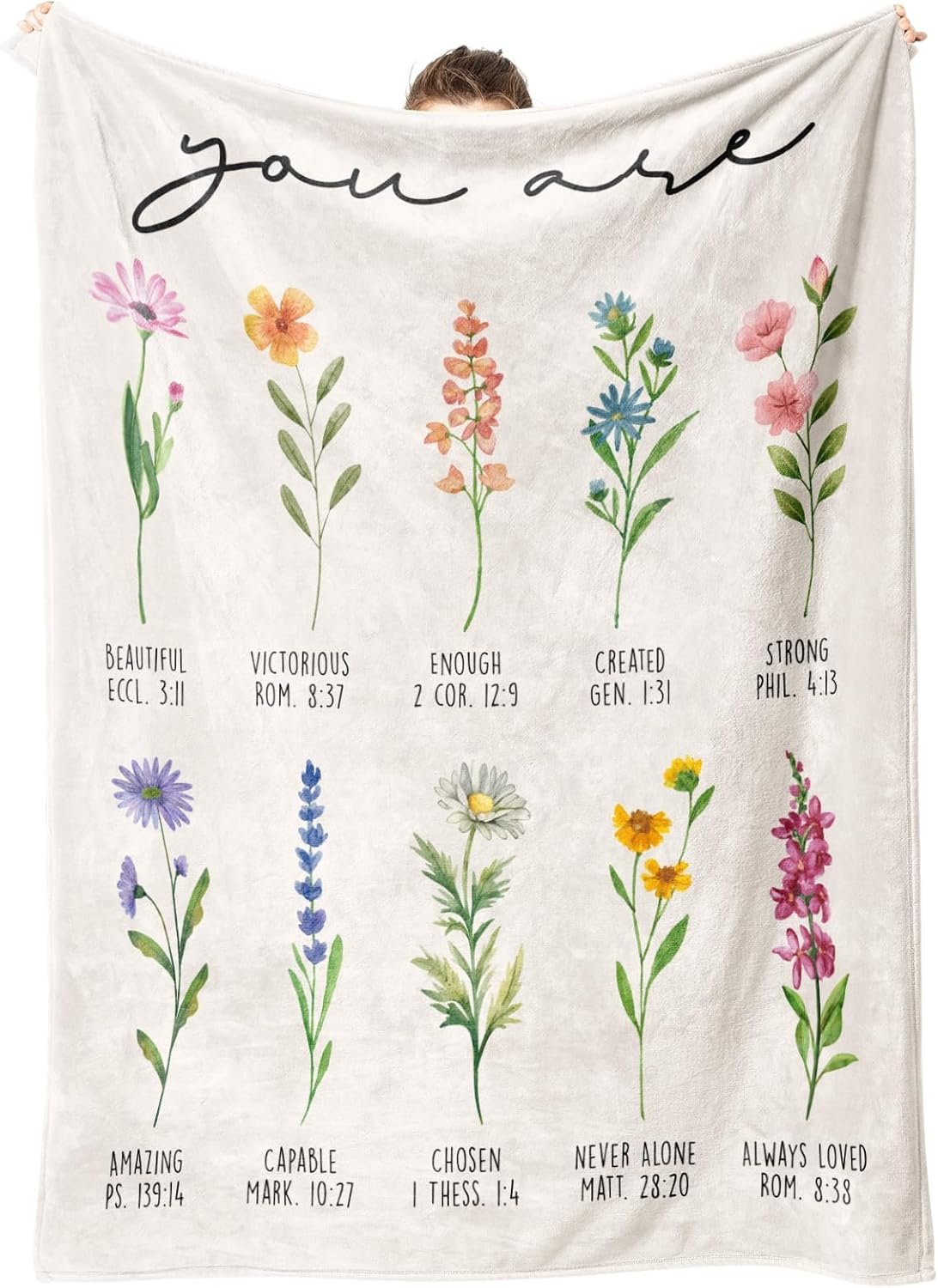 Afterprints Christian Gifts for Women, Christian Blanket with Flowers, Birthday Gifts for Women, Christmas, Inspirational, Religious Gifts for Sister, Friend, Daughter, Soft Throw Blankets 50” x 60”