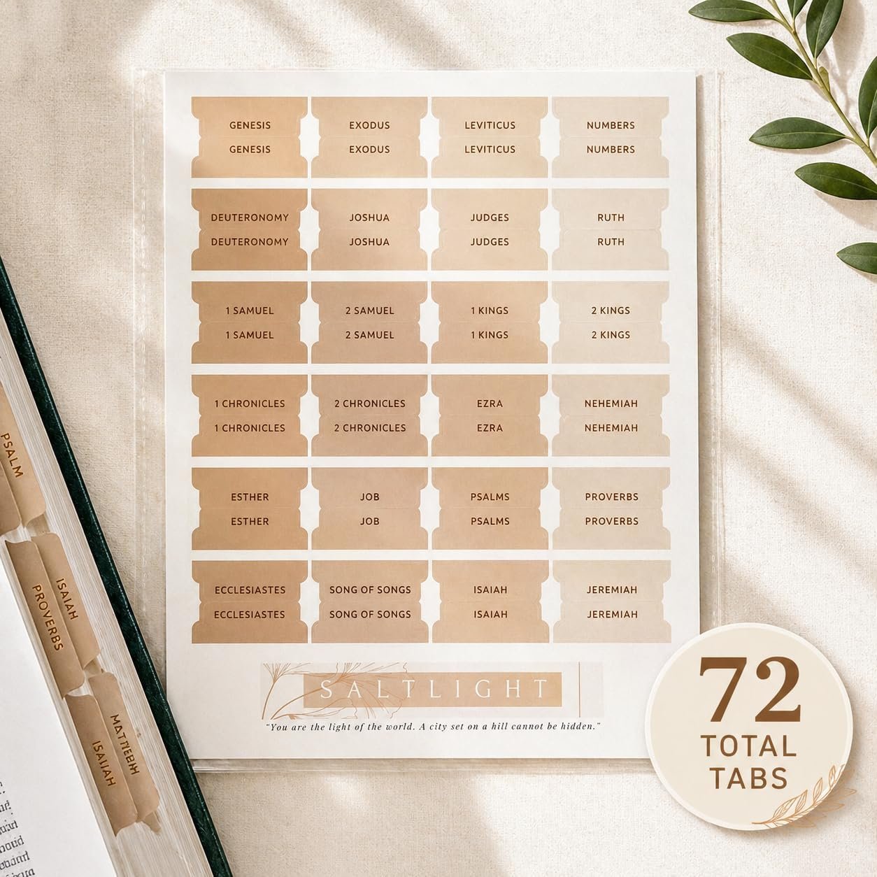 Salt & Light – Sand – Copper Foil – Matte Coated – Bible Tabs – Journaling – Beautiful Index Tabs – 66 Books + Extra – Laminated – Durable – High Quality – Neutral – Women & Men (Sand)