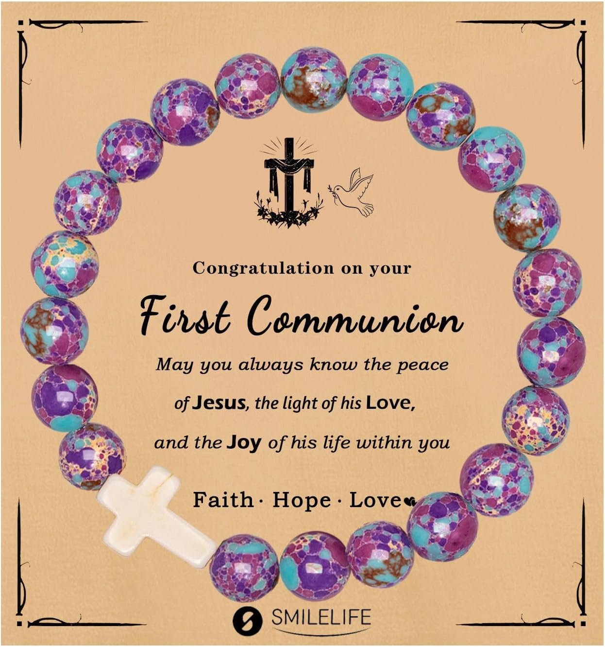 Smilelife Cross Bracelets for Girls Boys Baptism Communion Confirmation Gift Christian Bracelets Easter Basket Stuffers