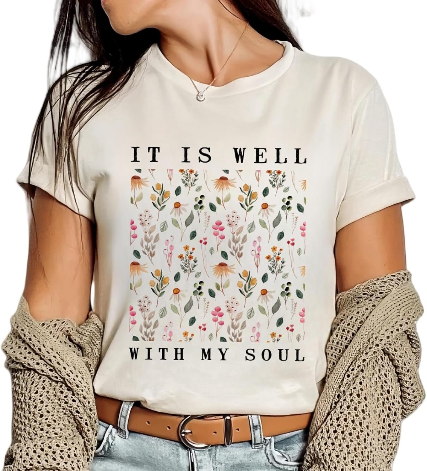 Christian Shirts for Women Vintage Bible Verse Boho Wildflowers Shirts Floral Graphic Jesus Tees
