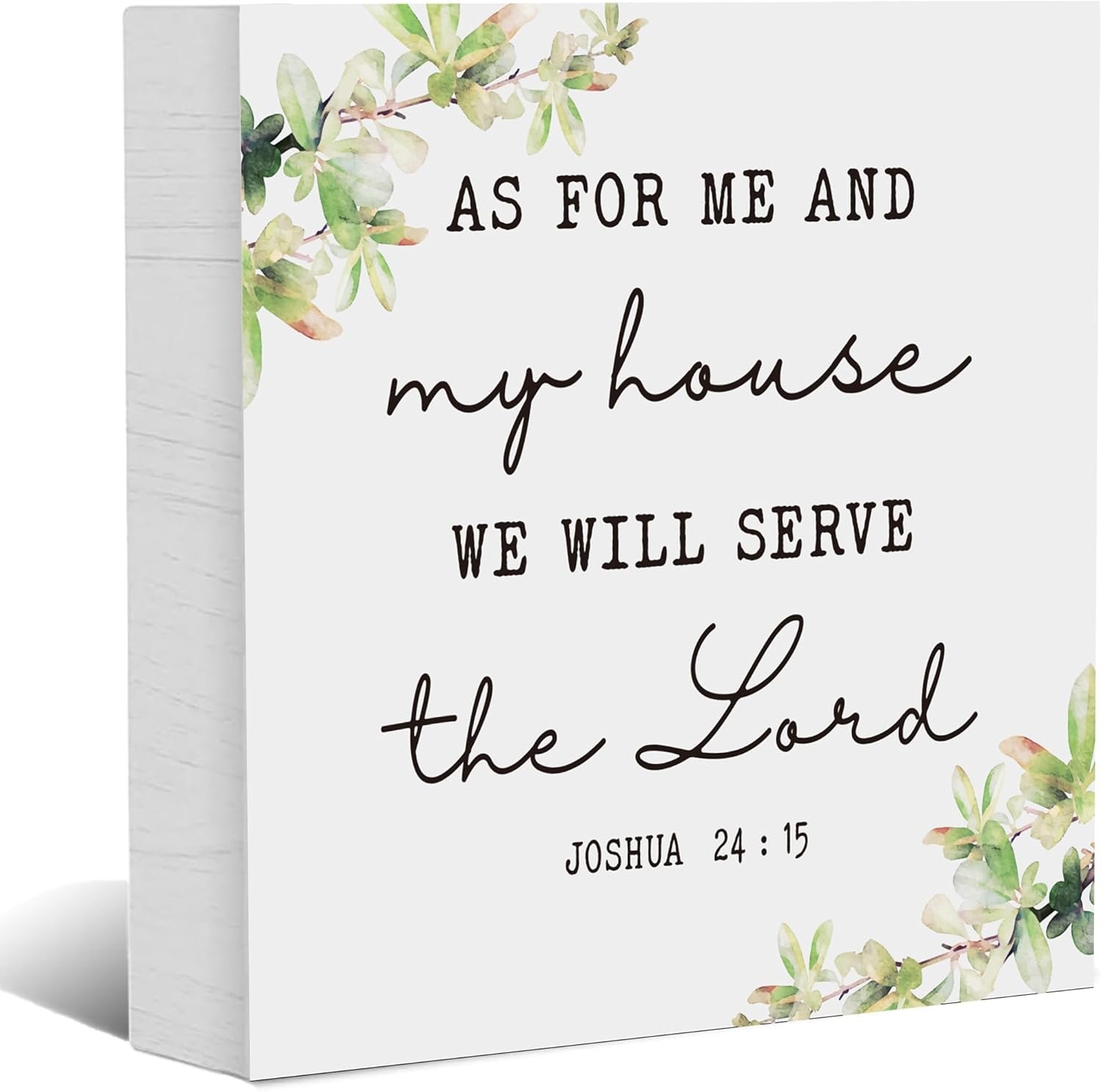 As for Me and My House We Will Serve the Lord – Bible Verse Wooden Box Sign for Home Living Room Decor, Rustic Decorative Signs for Desk Table Shelf, Christian Gifts for Women Faith, 5×5 Inch