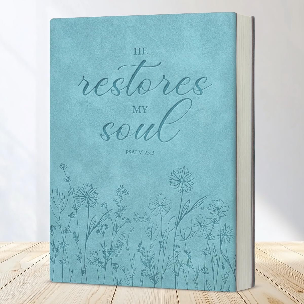 Christian Notebook Gifts Religious He Restores My Soul Psalm 23:3 Bible Verse Writing Notebook Journal