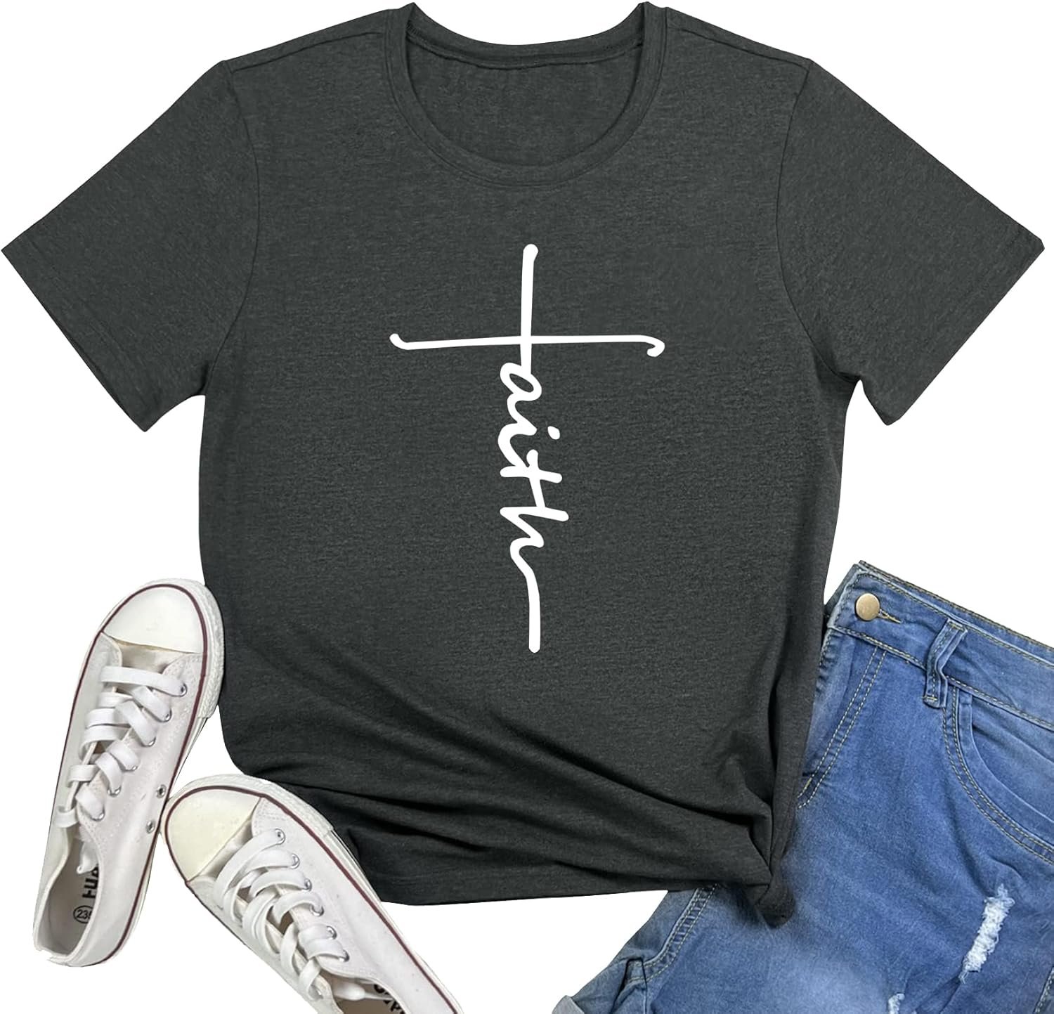 MAXTREE Women’s Faith Graphic Cute Tee Shirt