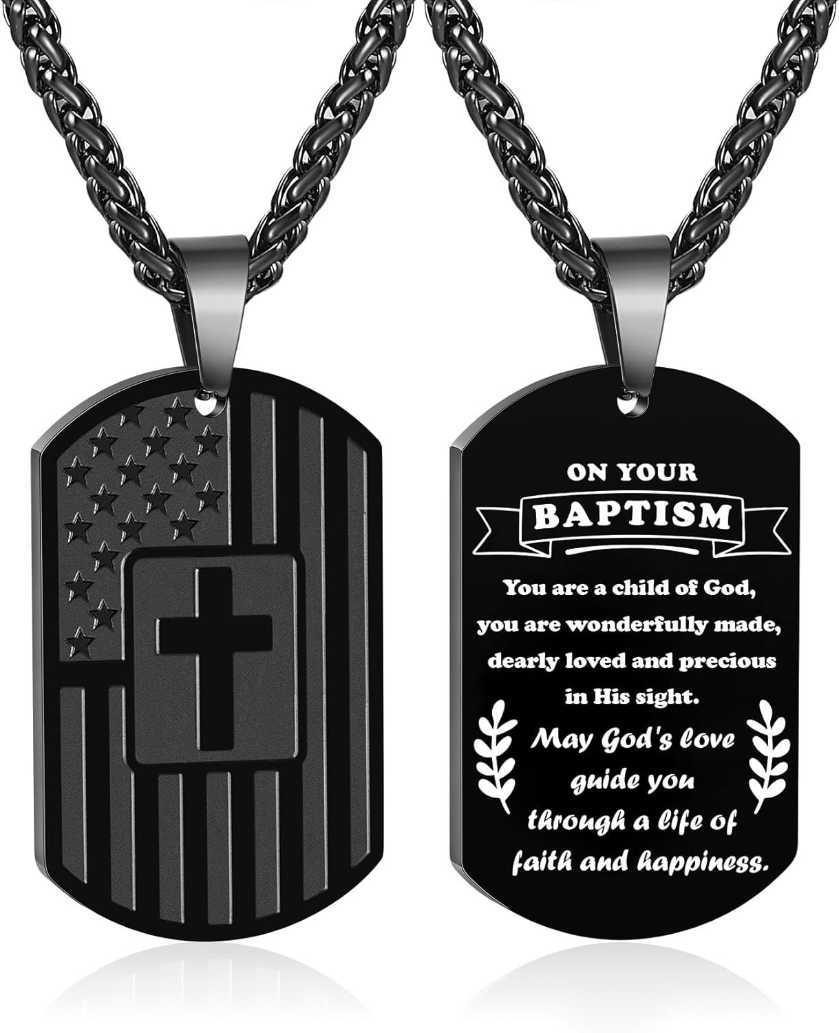 Zocomi To My Son Dad Brother Husband Grandson Grandpa Boyfriend Man Dog Tag Cross Necklace Christian American Flag Birthday Graduation Gifts Jewelry for Men Boys