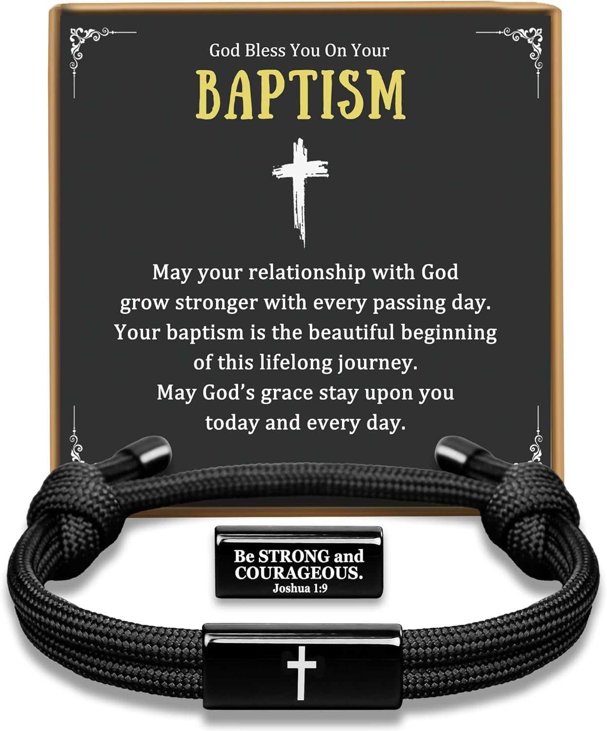 PEALICIOUS Cross Bracelet for Boys, Joshua Christian Grad Gifts for Teens, Philippians Confirmation Baptism Birthday Gifts for 9 10 11 13 16 18 21 Years Old Boy, Soccer Baseball Basketball Accessories