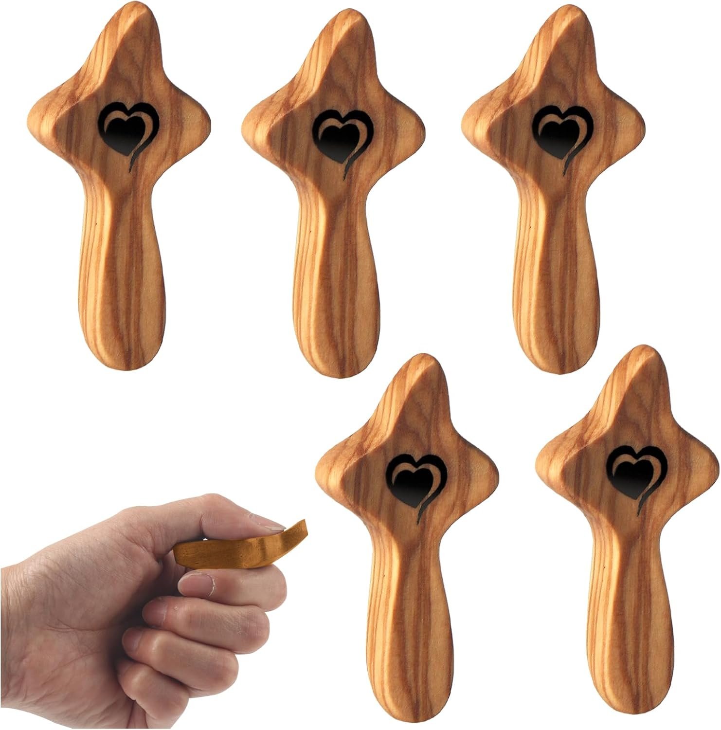 wellhouse Cross My Heart/Encouragement Gift Wooden Pocket Stress Fidget Cross Wood Christian Religious Gift