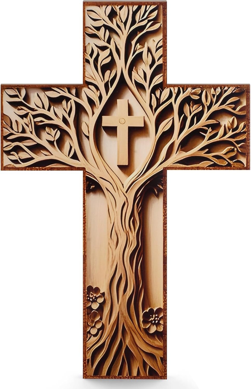 GIMKUFR 12″ Wooden Cross for Wall, Premium Cross Wall Decor, 2D Crucifix Wall Cross Art for Table Church Home Room Décor Decoration For Christmas, Altar Decor, Christian Prayer, Baptism Gifts