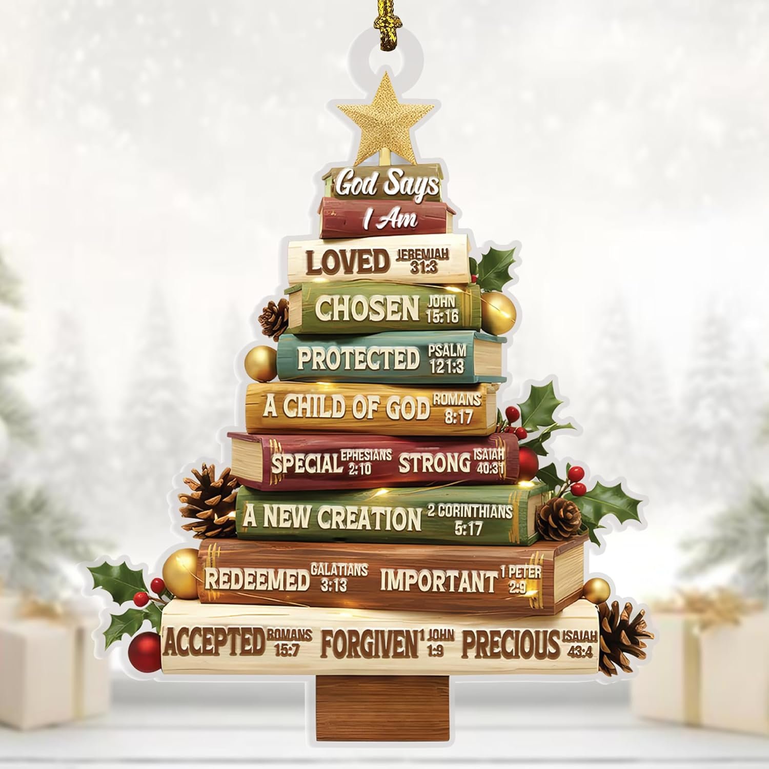 God Says I am Christian Christmas Ornament 2025, 2D Flat Acrylic Christian Ornaments, Christian Gifts for Women, Religious Christmas Ornaments, Religious Gifts for Friends, Coworkers