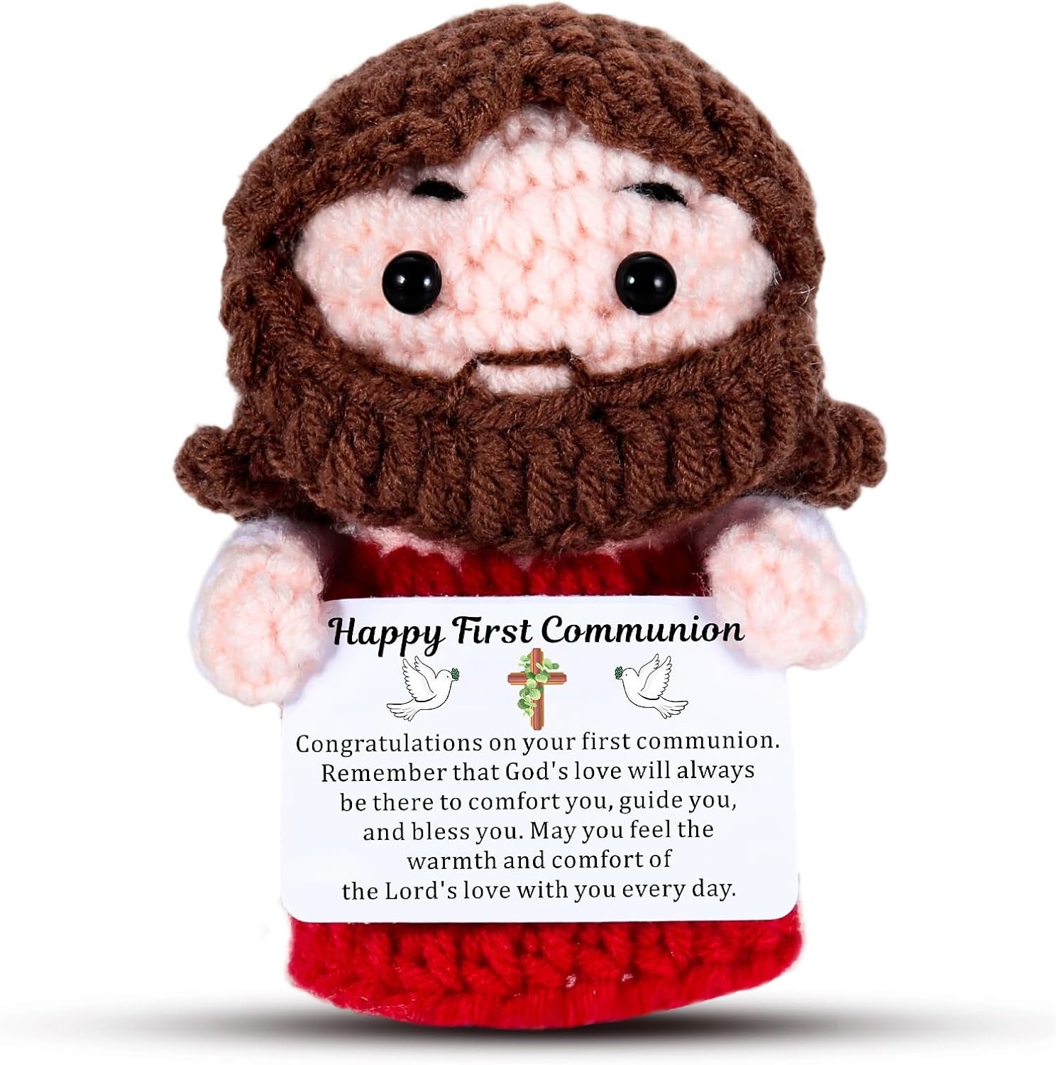 First Communion Gifts for Girls Boys – 2026 Jesus Crochet First 1st Holy Communion Gifts for Teenage Girls Boys Her Him, Confirmation Baptism Gift for Adults Women Men Jesus Emotional Support Crochet