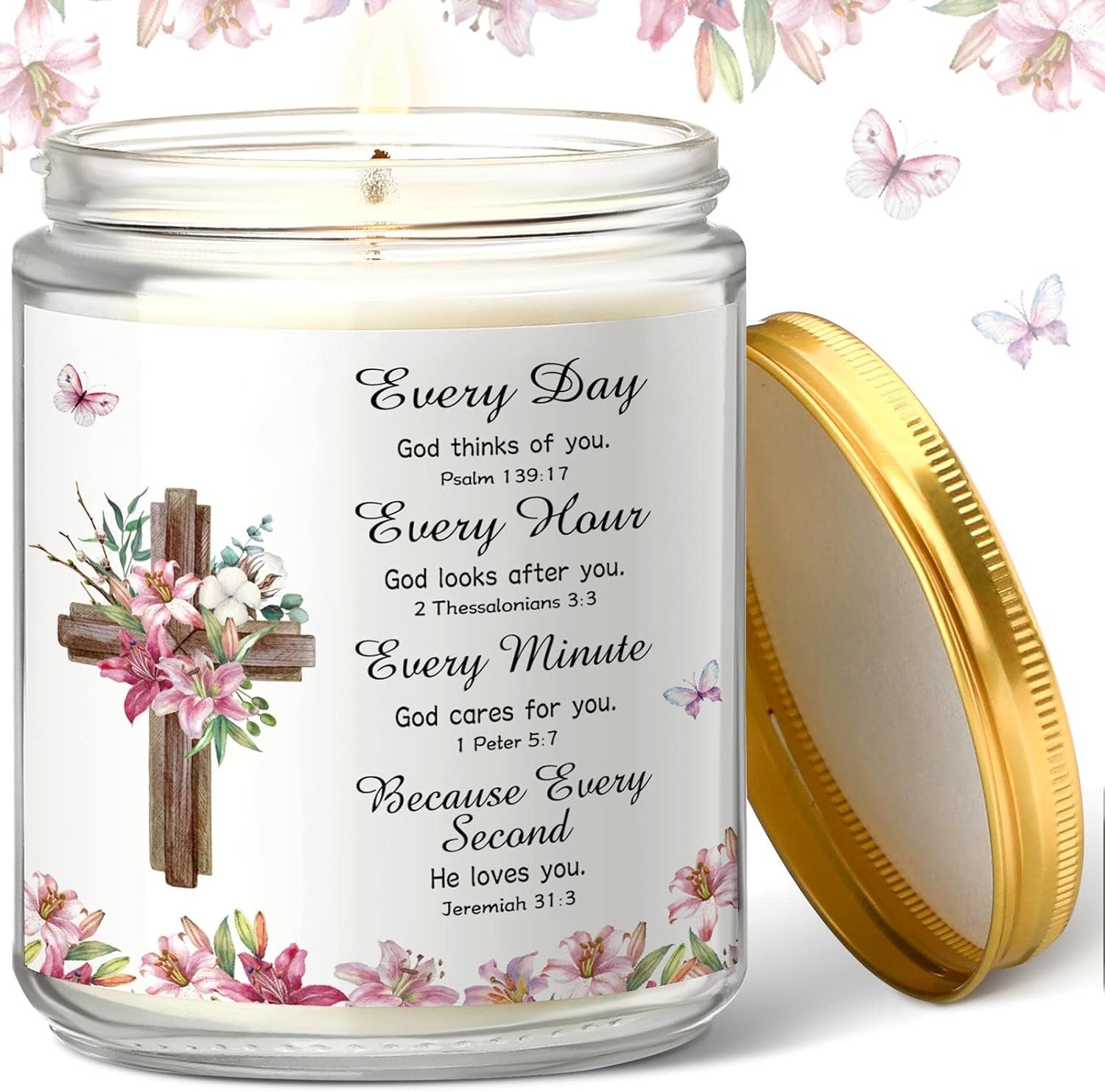 Frienda Christian Prayer Candle Gift Religious Lavender Scented Candle Inspirational Christian Gift for Women Sister Teacher Coworker(Bible)