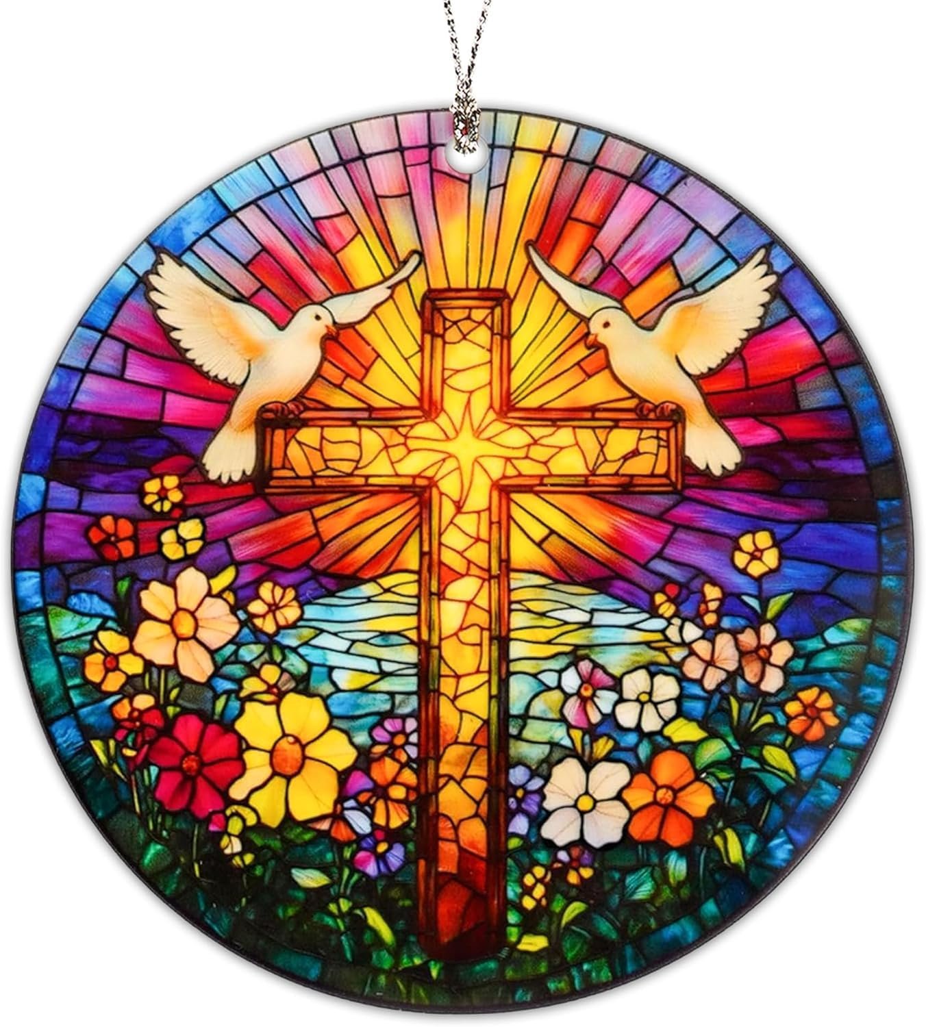 Easter Ornaments Cross Christian Decor, Suncatcher Effect Window Decorations, Jesus Cross, Christian Gifts, Religious Easter Gifts, He is Risen Decor, Jesus Christ, Catholic Hanging Ornament
