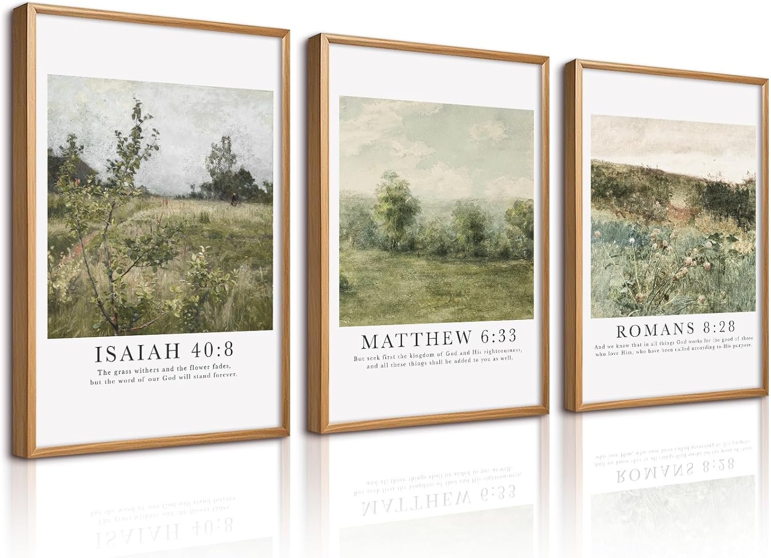 Christian Bible Verse Wall Art Decor Scripture Floral Canvas Painting Jesus Religious Wall Art Vintage Aesthetic Landspaces Pictures Modern Christian Artwork for Living Room 16x24x3 Inch Unframed