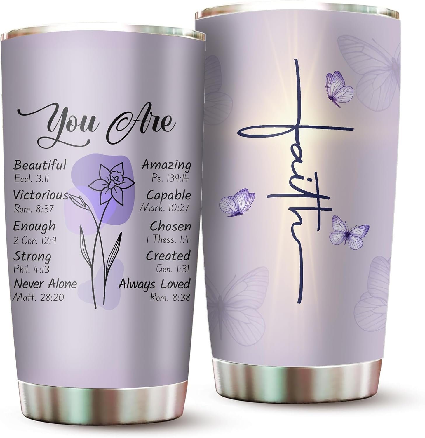 Christian Gifts for Women Faith – Christian Tumblers for Mothers Day Bible Gift – Christian Tumbler Religious Gifts Spiritual Encouragement Inspirational Gift for Women Stainless Steel Tumbler 20oz