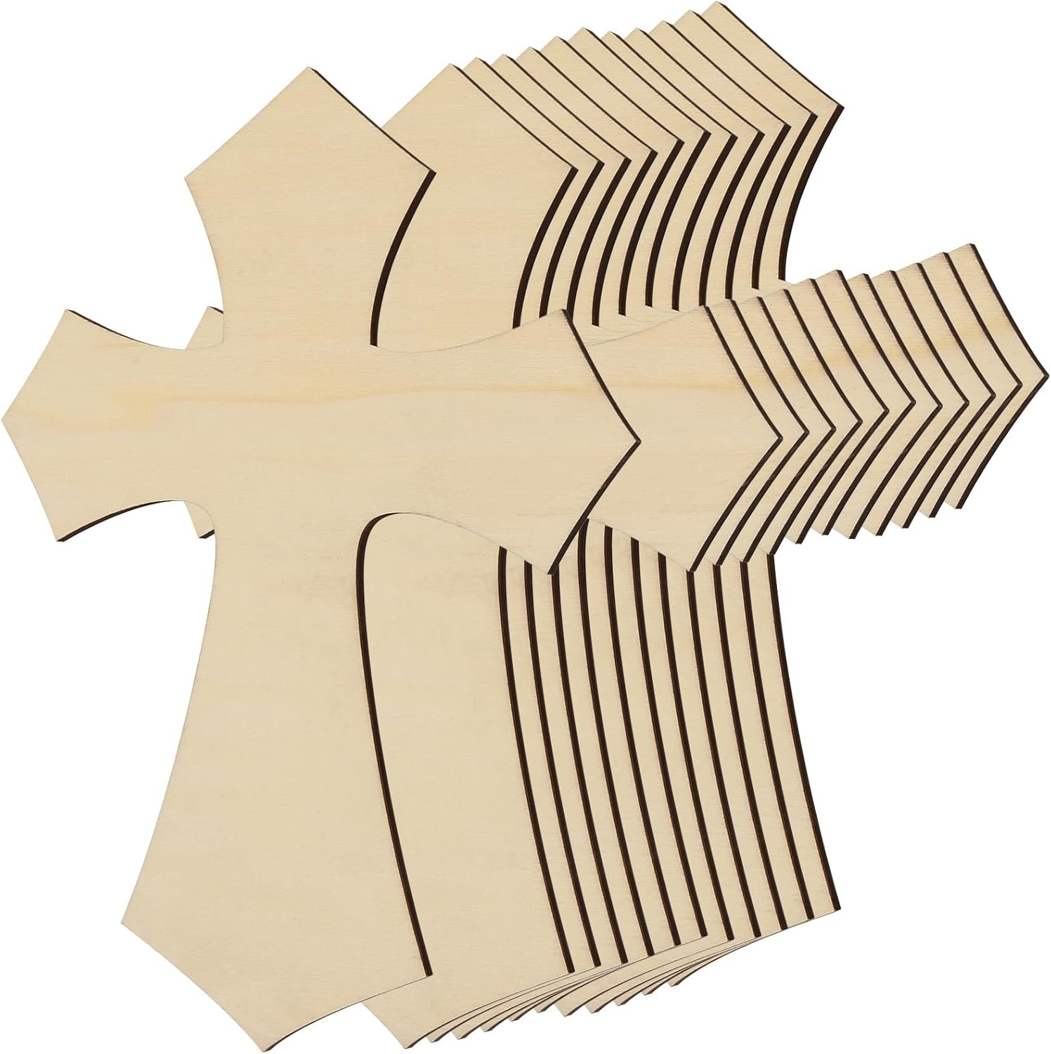 KEILEOHO 12 PCS 12 Inch Wooden Cross, Unfinished Wood Cross, Wood Cutout, Cross Decor for Crafts Halloween and Christmas Decorations DIY Project