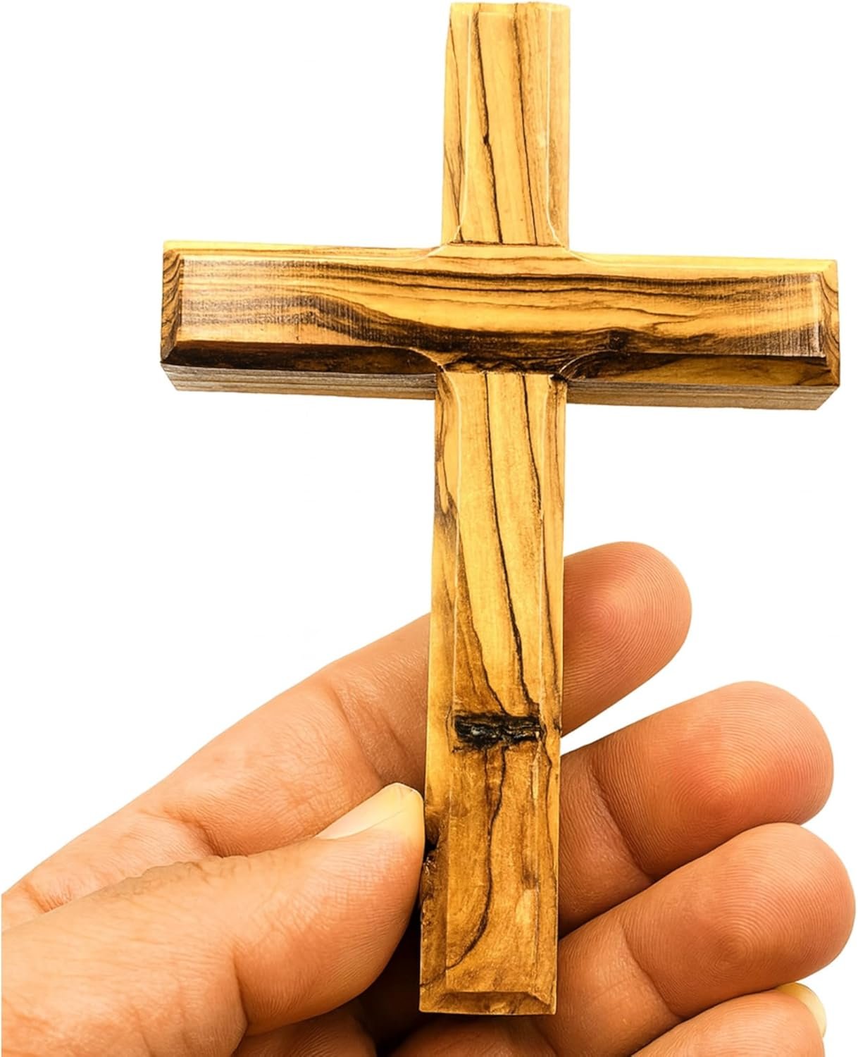Zuluf Bethlehem Olive Wood Wall Cross | 4.7″ Handmade Christian & Catholic Decor Christmas Wall Hanging Gift | Religious Spiritual Jesus Small Wooden Cross for Wall Decor cruz de madera pequeña