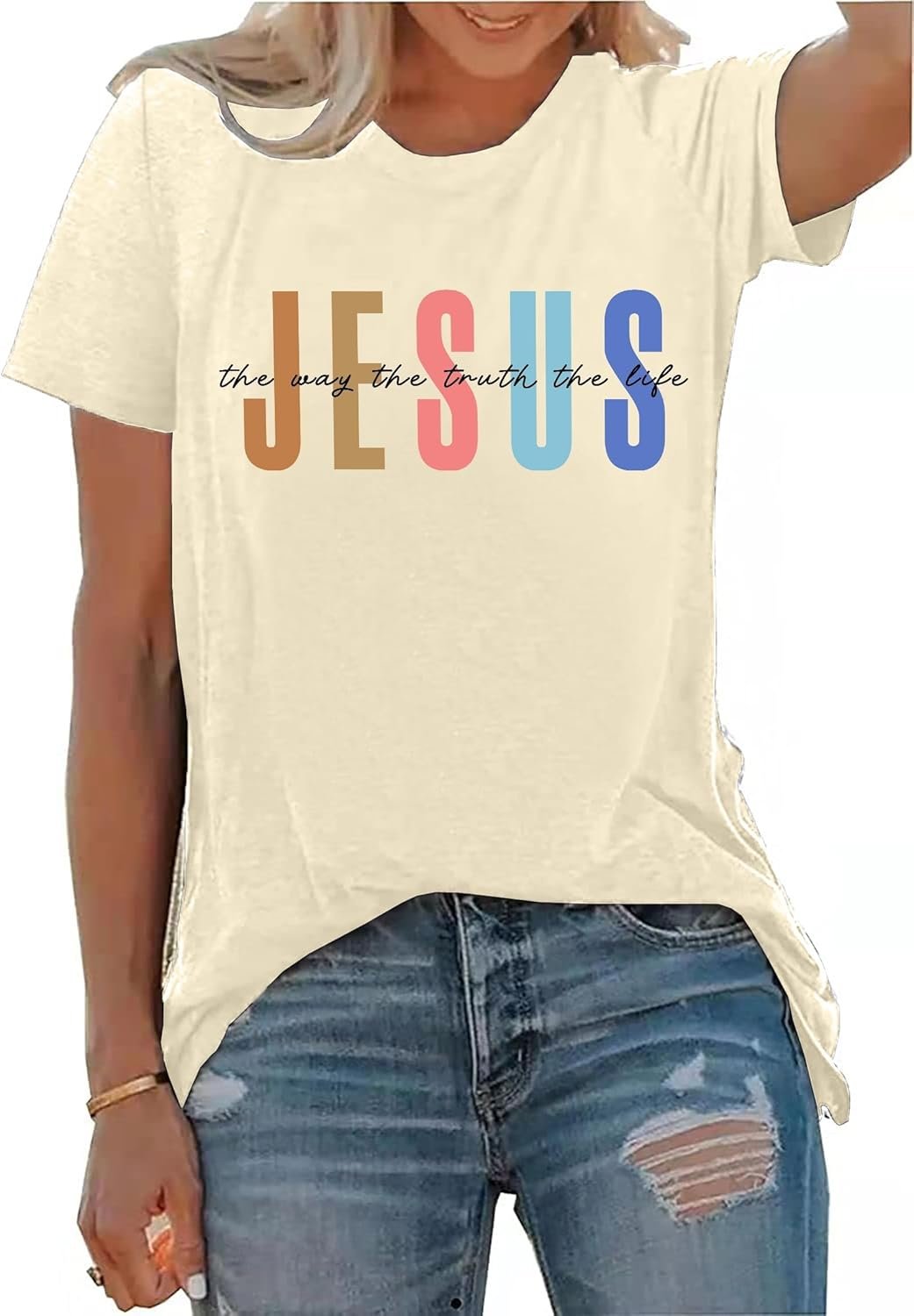 Faith Over Fear Women’s T-Shirt – Inspirational Christian Top with Bible Verse for Daily Wear Soft & Comfortable Short Sleeve