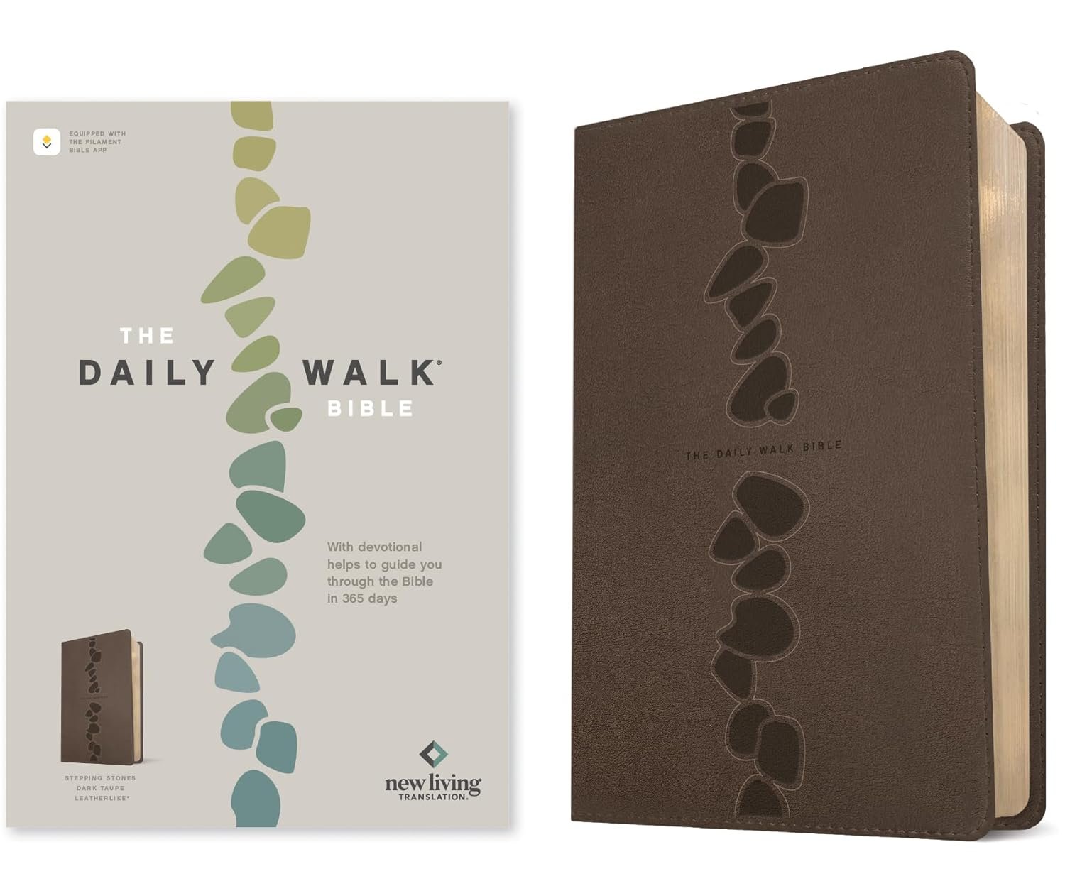 The Daily Walk Bible NLT, Filament Enabled (LeatherLike, Stepping Stones Dark Taupe)