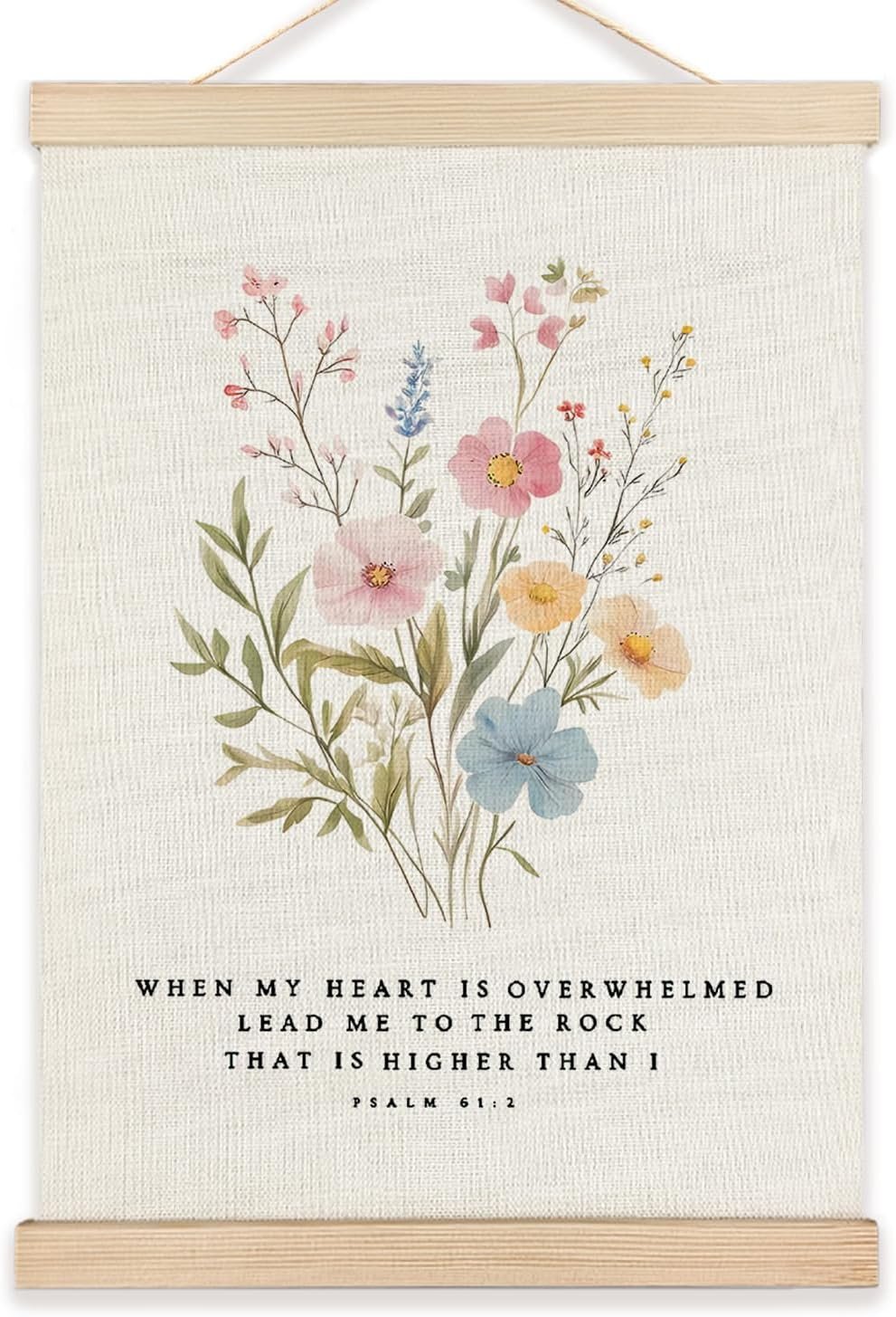 LZYRF Boho Floral Christian Wall Decor, Psalm 61:2 Bible Verse Religious Wall Decor for Church Prayer Room Office, 12×16 Inch