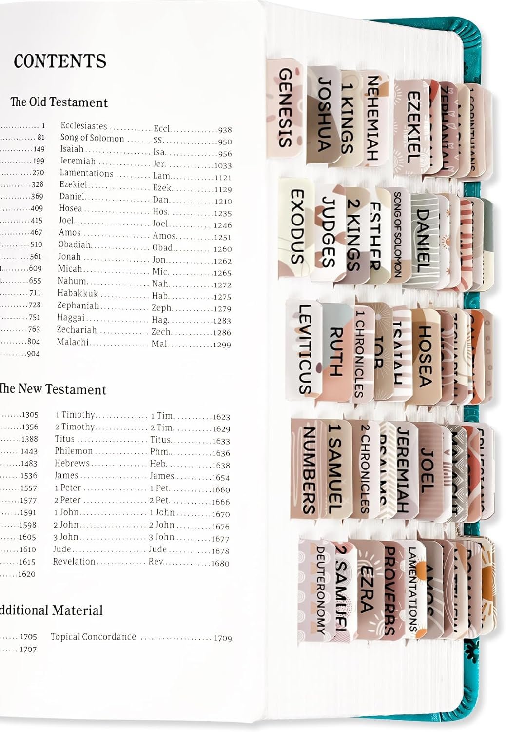 Laminated Bible Tabs for Women & Men – Large Print Tabs for Study Bibles, Boho Theme for Easy Navigation and Quick Reference – Easy-to-Read and Apply Tabs for All Ages