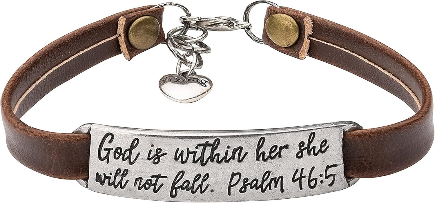 Yiyang Christian Gifts Leather Bracelet for Women Inspirational Faith Bible Verse Religious Jewelry Christmas Birthday Baptism Gift for Women