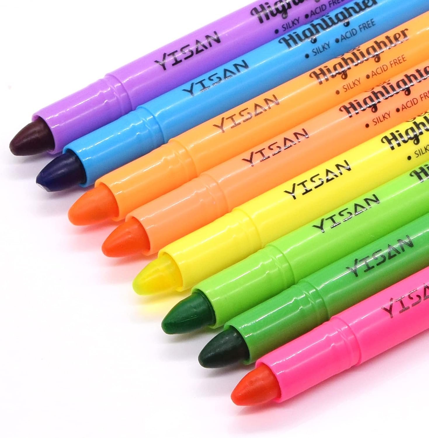 YISAN Bible Highlighters No Bleed,Gel Highlighter,Dry Highlighters,Crayon Marker Pens for Bible Study Journaling,8 Assorted Colors 20222