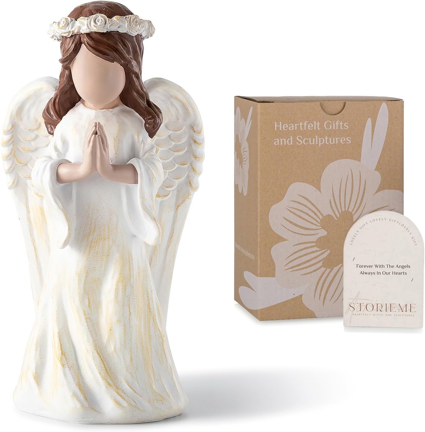 Storieme Baptism Gifts for Teen Girl: First Communion Confirmation Keepsake – Christian Religious Catholic Guardian Praying Angel Figurines