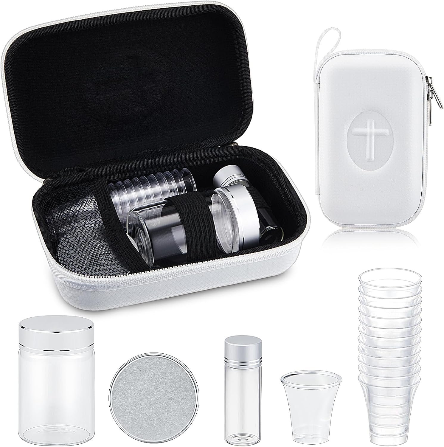 Uiifan 1 Set Portable Communion Set Gifts for Catholic Priests Travel, Home Visits, Wedding (White)