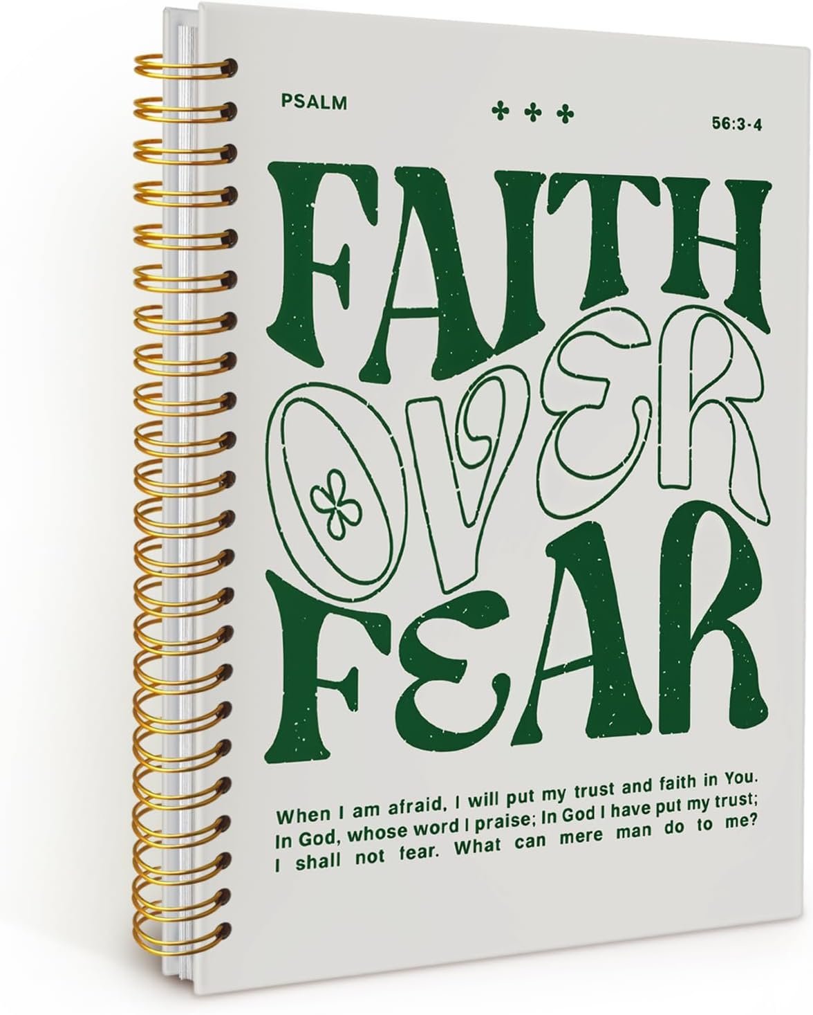 Faith Over Fear Christian Notebook, Bible Journal, Prayer Journal for Women & Men, Church Notes Journal, Scripture Hardcover Spiral Notebook 5.5×8.3 in