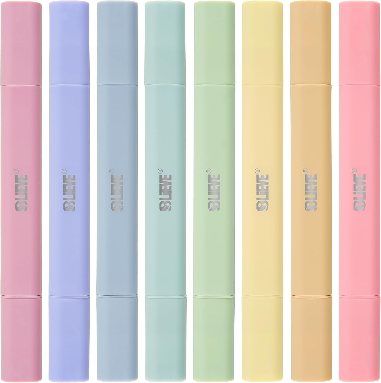 BLIEVE Aesthetic Cute Highlighters No Bleed Through, Dual Tip 8 Pack, Pastel Colors For Bible & Journaling