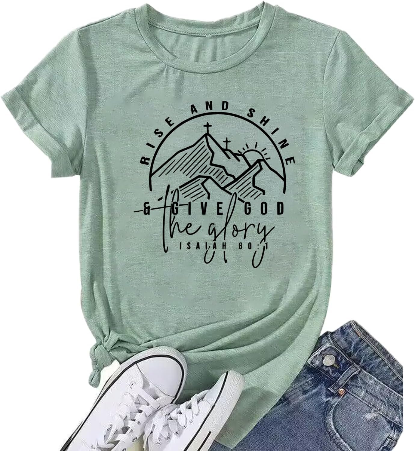 Women Hiking Mountain Shirt Nature Sunrise Graphic Printed Hiking T Shirt Summer Short Sleeve Workout Tee top